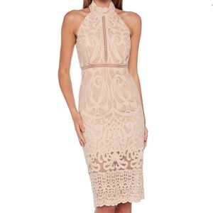 Bardot Lace Halter Dress Blush Pink size 6/SM NWT